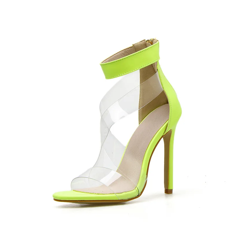 

Large Size Candy Colors Female Sandal 2021 Women's High Heels Big Girls New Fashion High-heeled Lace Up Beige Stiletto Comfort R