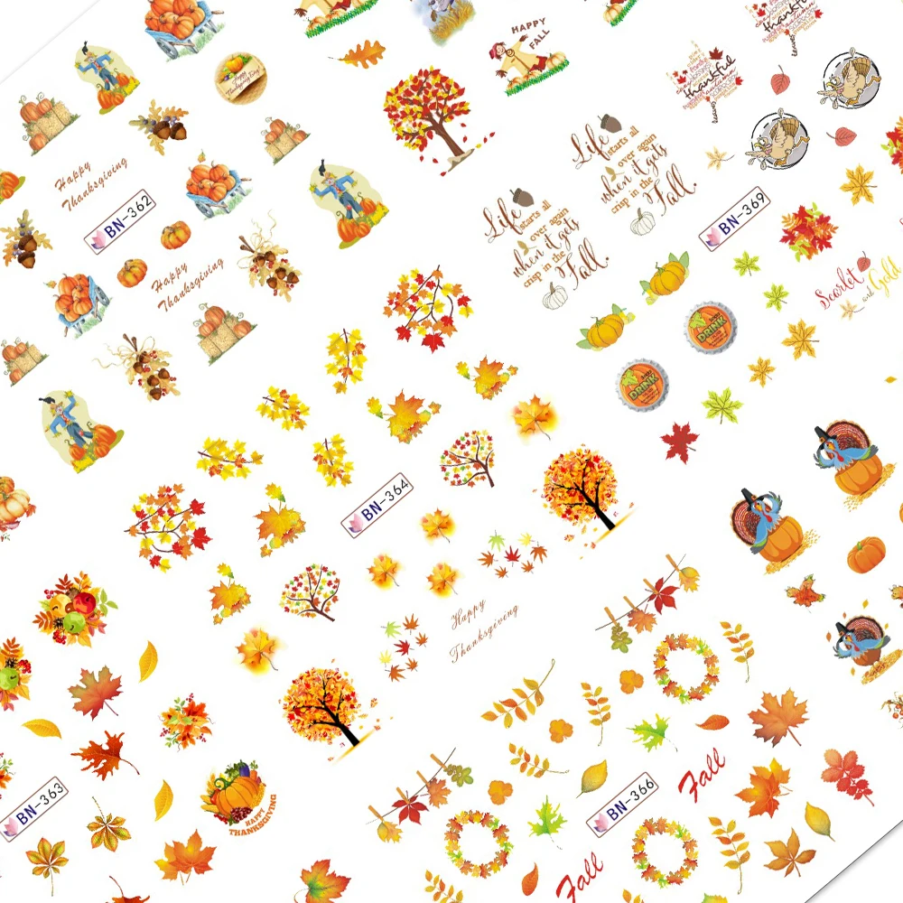 Наклейка для ногтей на День Благодарения переводная наклейка смешанный осенний