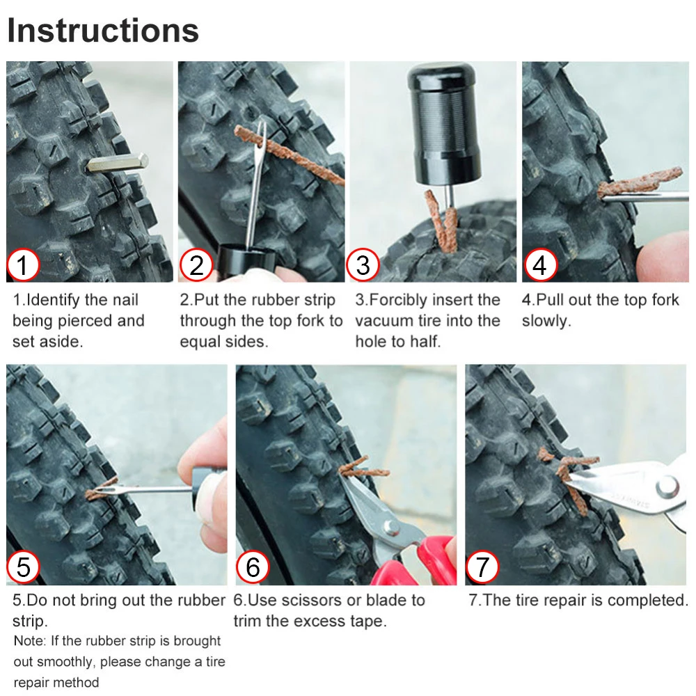 

Bicycle Tubeless Tire Service Kit Portable Road Bike MTB Wheel Tyre Repair Tool Puncture Plug 5pcs Strip Set Cycling Accessories