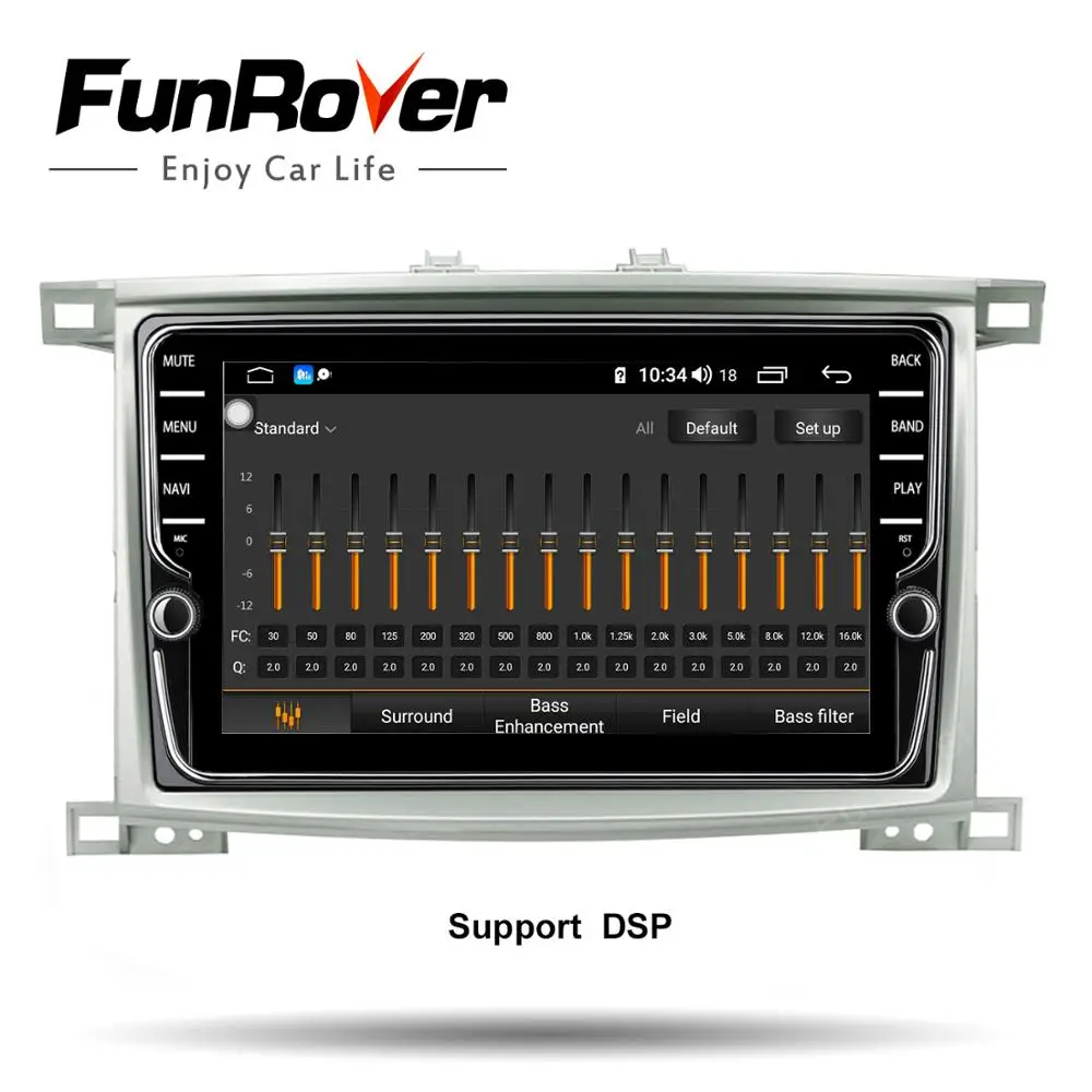 Funrover Android 9 0 автомобильный Радио мультимедийный плеер для Toyota LC 100 Land Cruiser 1998 -2006 gps