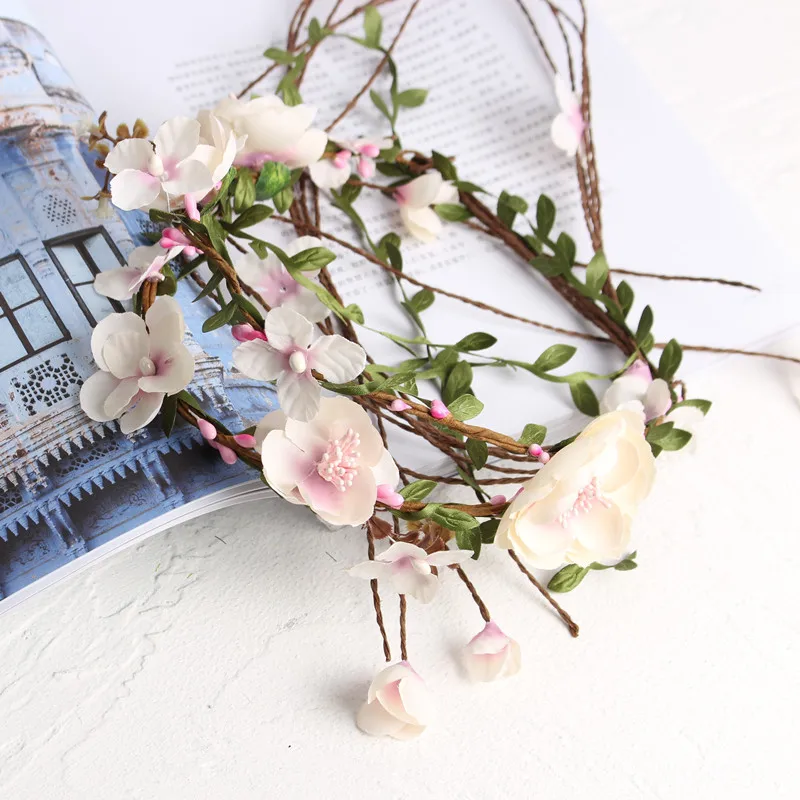 Сладкая Невеста Мори ротанг венок искусственный цветок головы волос с фото