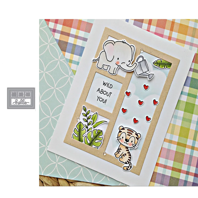 Металлические Вырубные штампы JC скрапбукинг решетчатая рамка буква Hello форма для