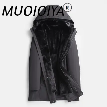 

MUOIOYIA Casual Hooded 100% Real Mink Fur Liner Parkas Men Autumn Winter 2022 Business Warm Fur Coats Male Abrigo Hombre Gxy870