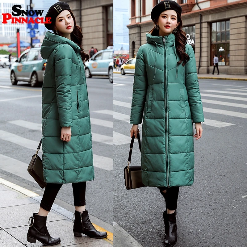 30 градусов Женская куртка X-long Parkas, плюс размер, M-6XL, повседневная плотная теплая куртка X-long с капюшоном, верхняя одежда