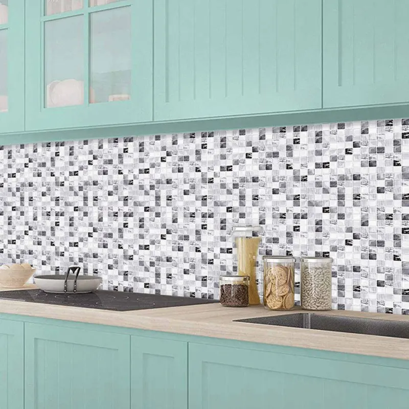 

Self-adhesive Mosaic Tile Wall Sticker Kitchen Bathroom Decor Vinyl 3D Stickers Waterproof Peel Stick PVC Tiles Panel Wall Decor