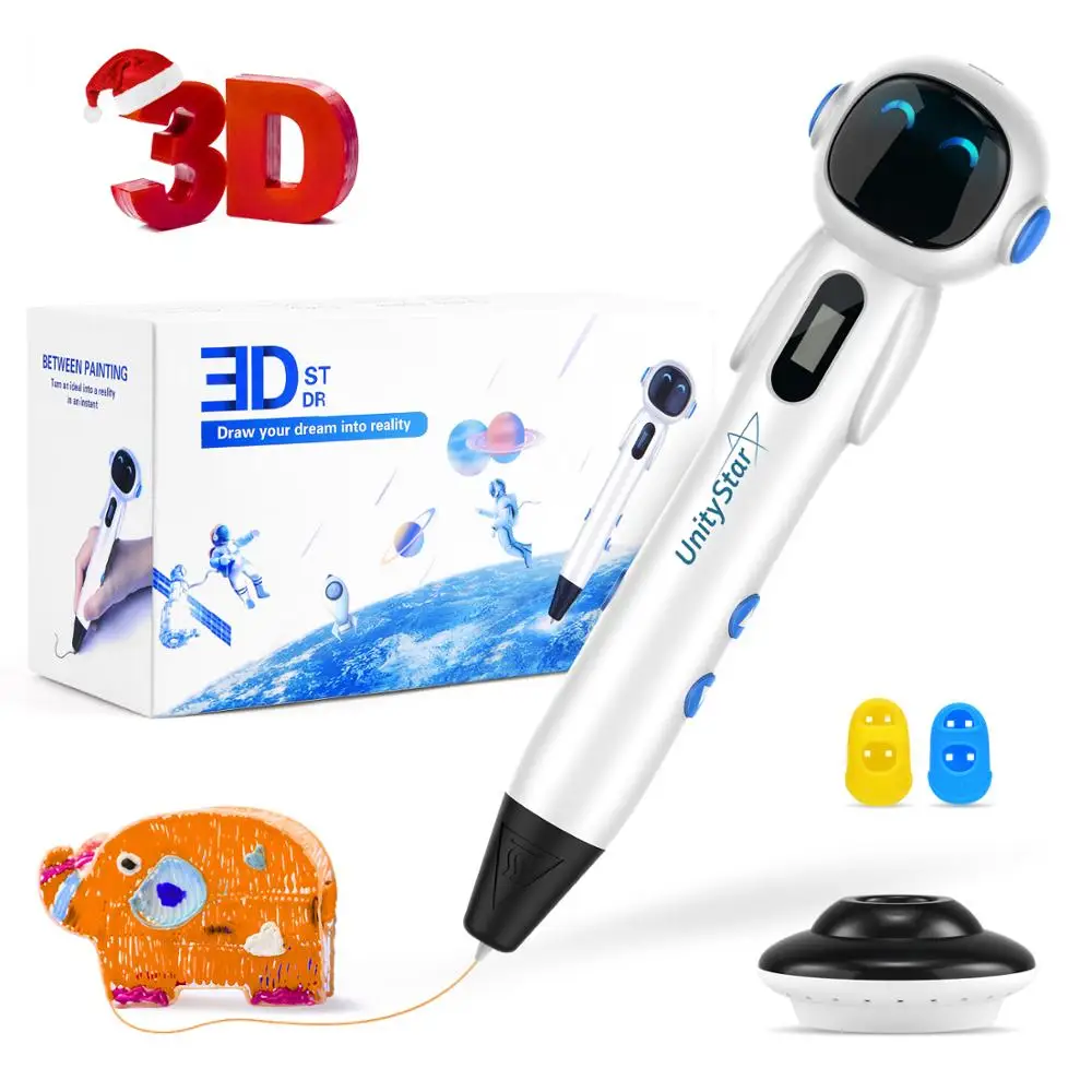 

Безопасная интеллектуальная ручка для 3d-печати, принтер для рисования с ЖК-дисплеем для детских игрушек, 12 цветов наполнителя PLA и ABS