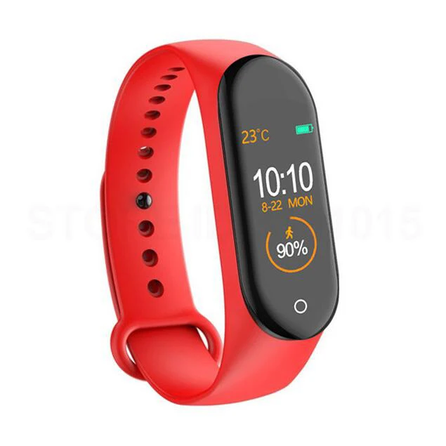 Q1 Bluetooth умный Браслет Дамская мода спортивный смарт-браслет для женщин монитор сердечного ритма фитнес-трекер умные часы для Android IOS - Цвет: Red-M4