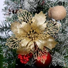 Подвесное ажурное украшение для рождественской елки, блестящее пластиковое большое искусственное цветочное украшение на Рождество, свадьбу, вечеринку, домашний декор