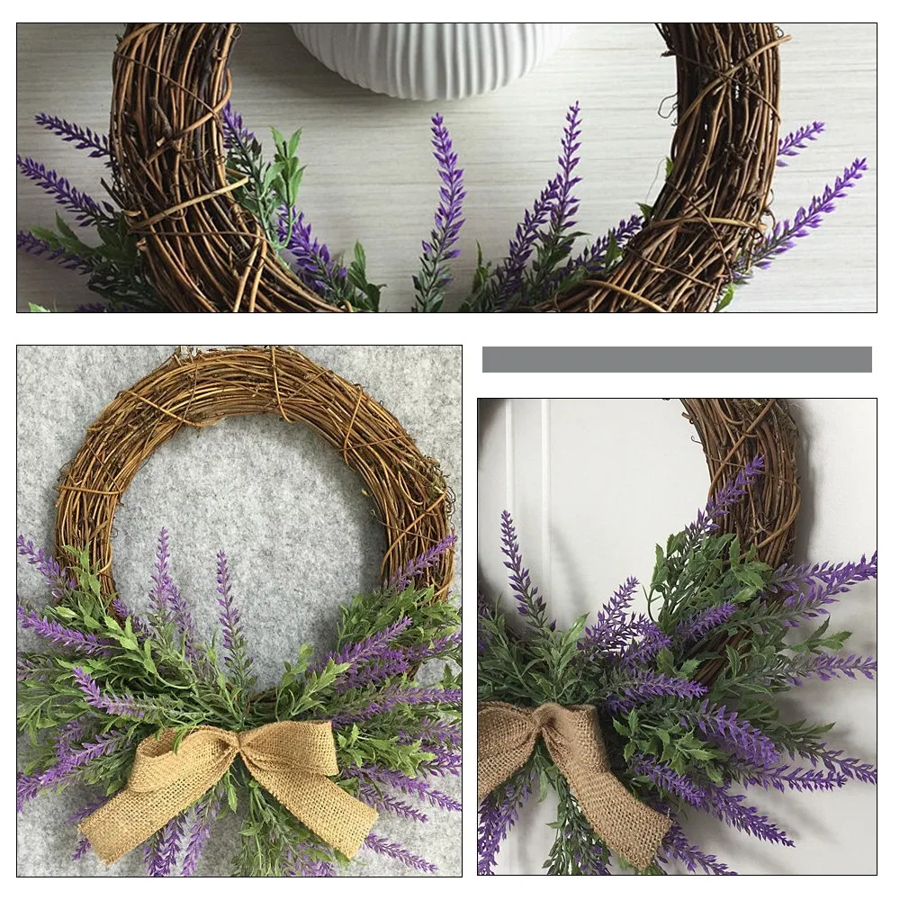 

Simulation Pastoral Style Planting Wool Lavender Flower Wreath Wedding Door Lintel Door Decoration Wreath Hanging Decoration