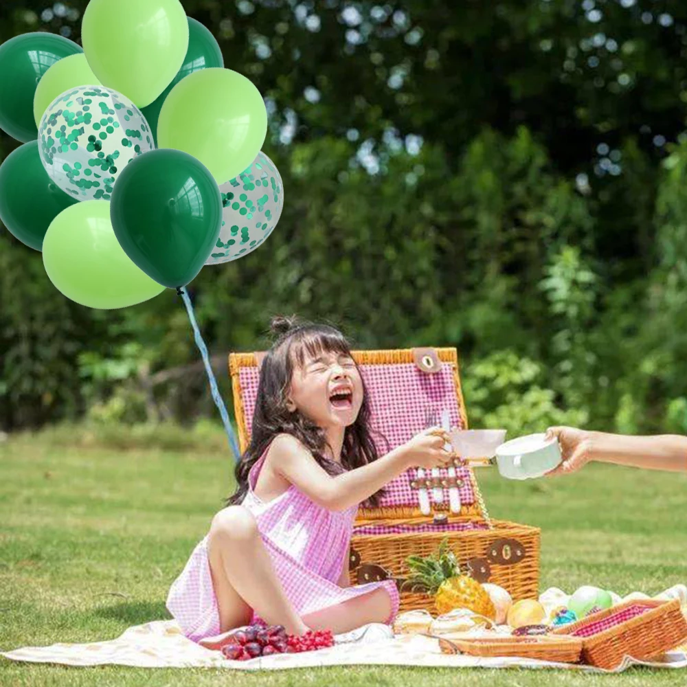 

Green Balloons Set Green Confetti Latex Balloons Jungle Safari Animal Birthday Party Decorations Wedding Birthday Party Supplies