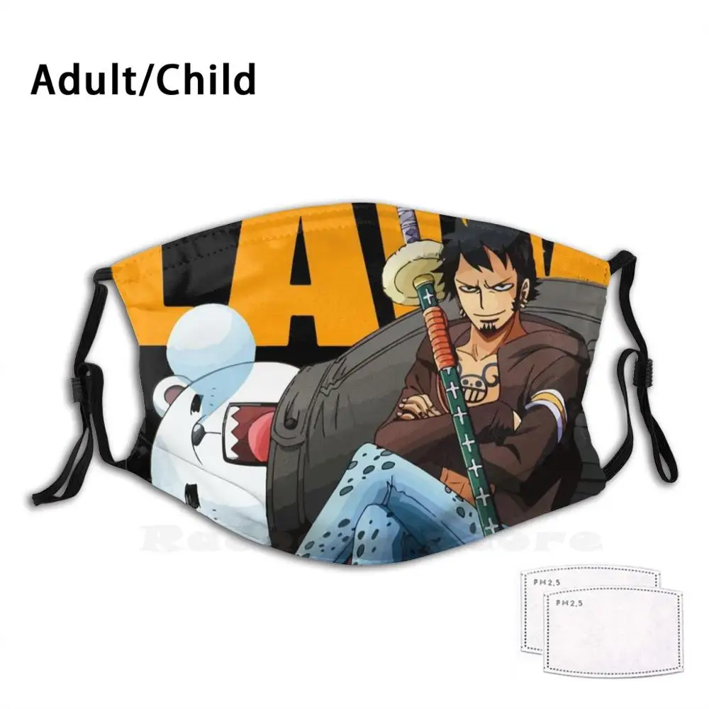 

Многоразовая маска для лица Trafalgar с забавным принтом и фильтром, Аниме Манга, один кусок, доктор смерти