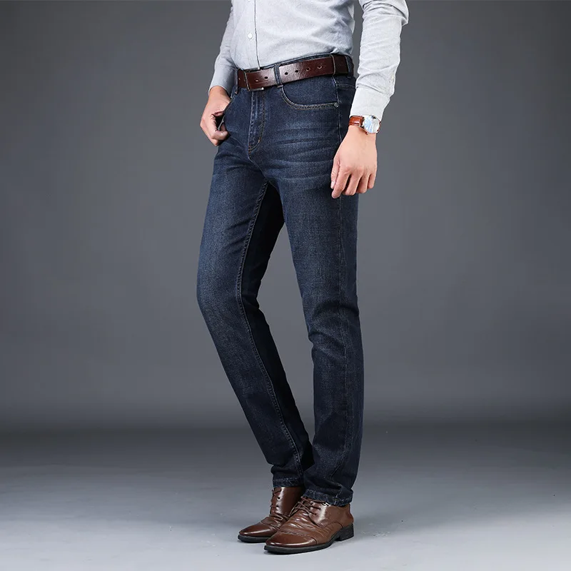 Брендовые мужские джинсы прямые Эластичные штаны деловые casual для Для мужчин