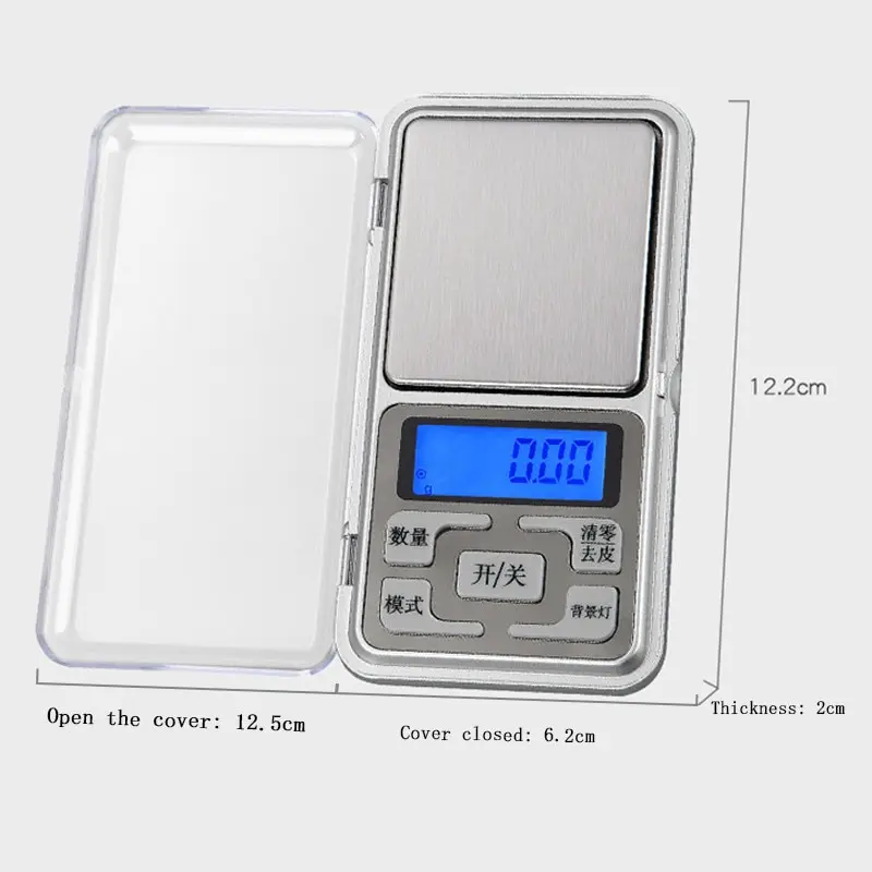 Мини цифровые карманные весы 0 01g/0 1g 100/200/300/500 г Высокая точность Подсветка грамм