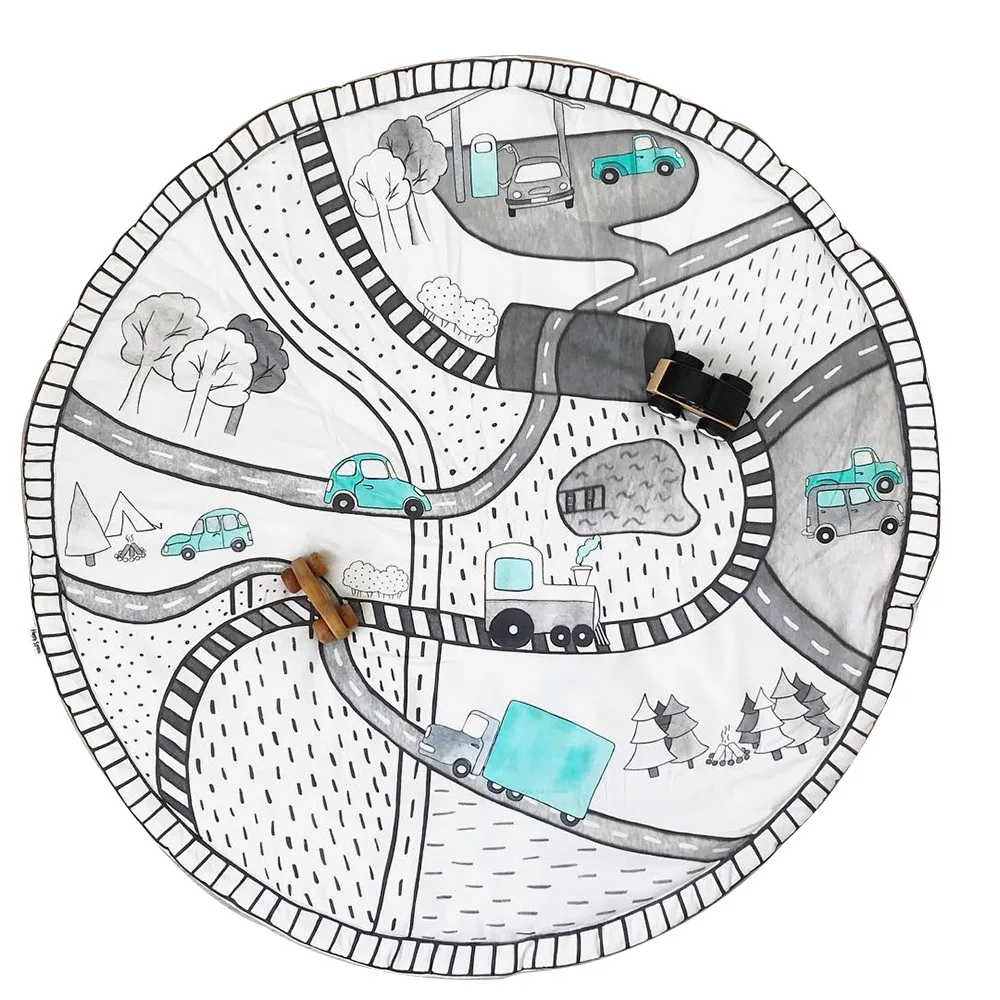 

New Baby Play Mats Kids Crawling Highway Carpet Floor Rug Baby Bedding Blanket Cotton Game Pad Children Room Decoration