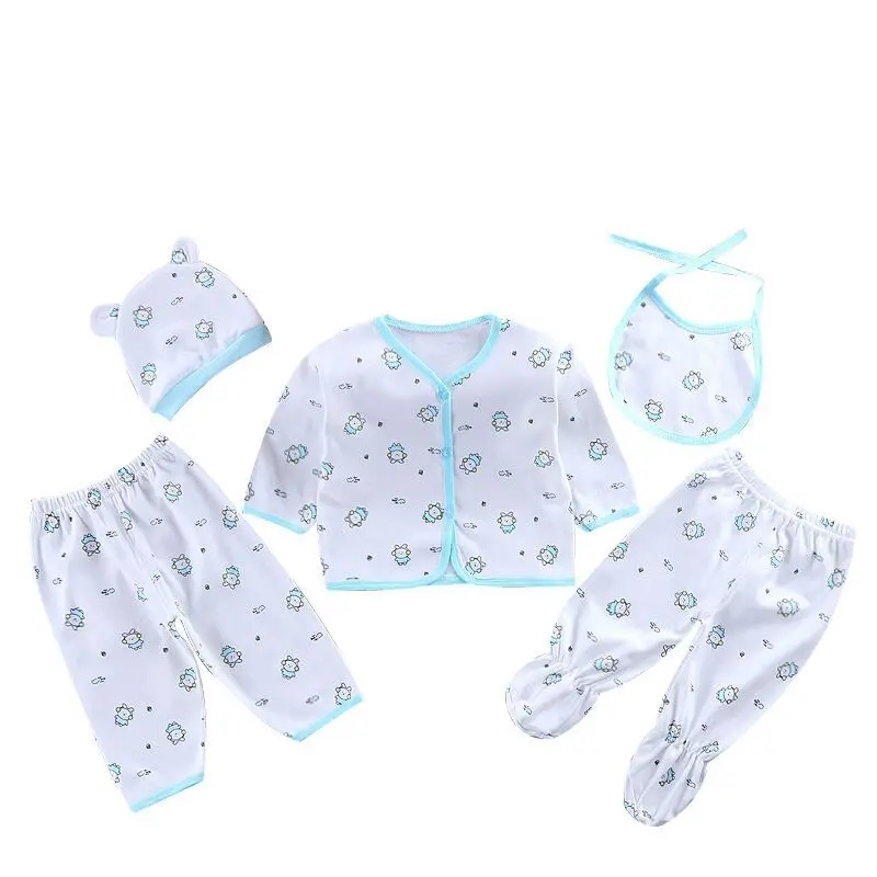 5pcs/set 0-3M Infant Clothing Set Cotton Newborn Boys Clothes Baby Underwear for Girls Print New Born Baby Girl Five-Piece Suit