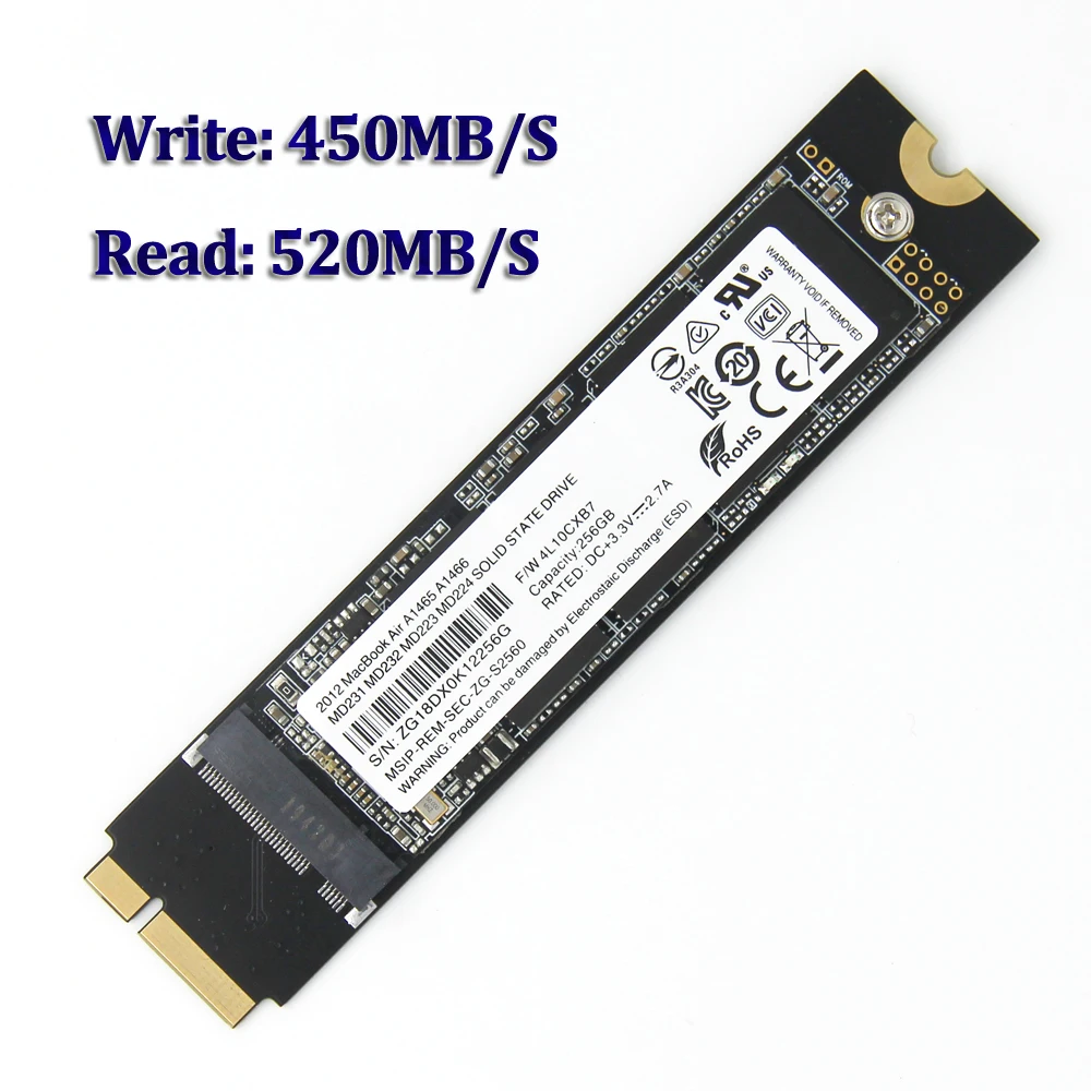 SSD 256 ГБ для 2012 Macbook Air A1465 A1466 Md231 Md232 Md223 Md224 твердотельный накопитель Mac