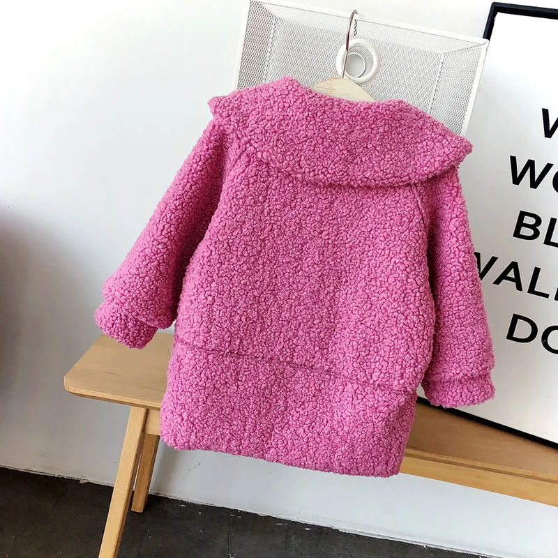 

2-6 Years Children Coat Baby Turndown Collar Thicken Warm Jacket Girls Solid Color Overcoat Winter Kids Girls Casual Outwear