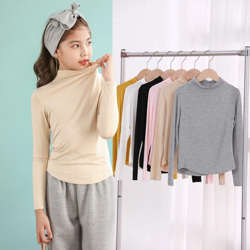 

Modal Cotton Girls Shirt New 2022 Autumn Kid Clothes Mommy and Me Clothes Baby Basic Shirt All Matched Turtleneck 6 Colors,#5674