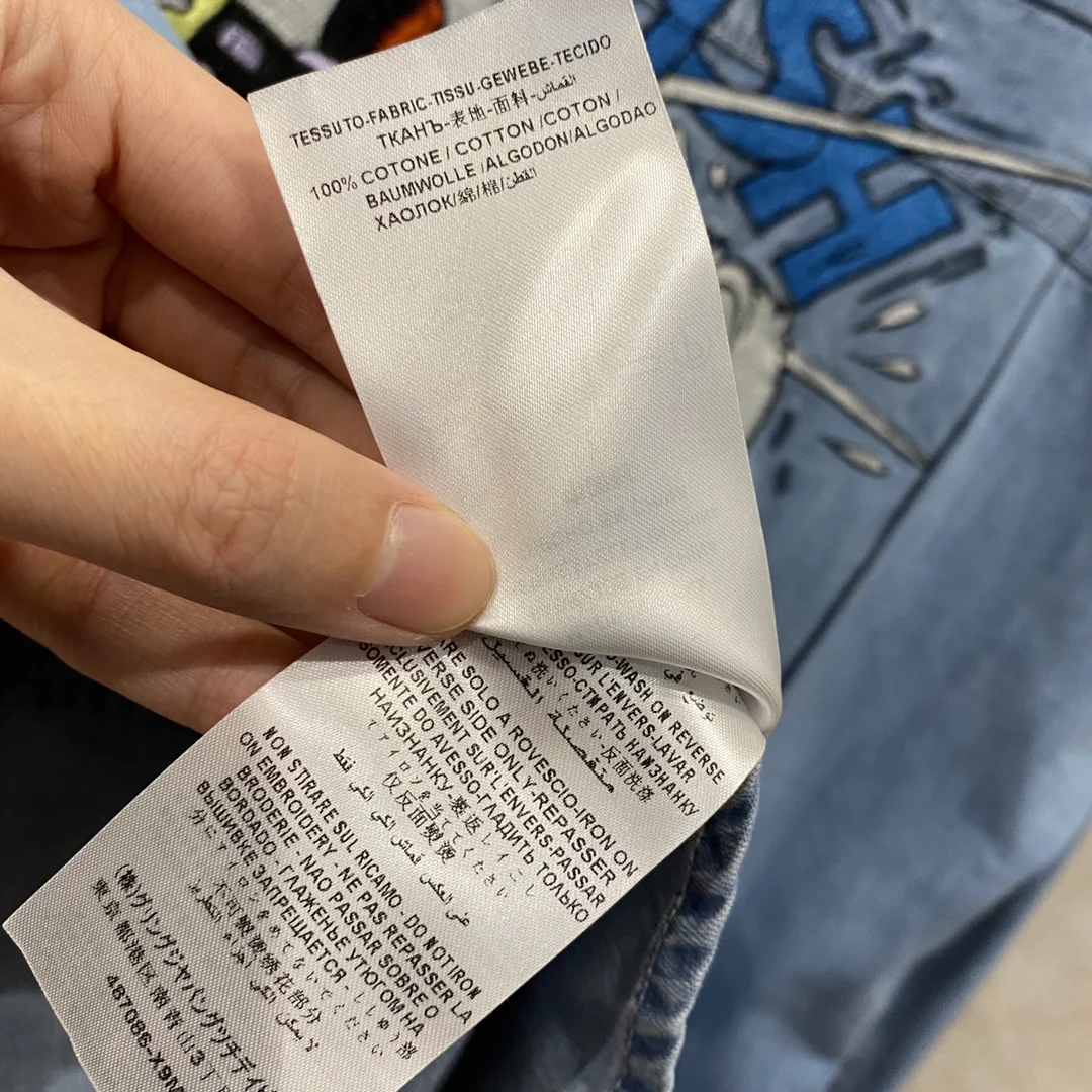 

Luxury Co Branded Denim Shirt 2021 Early Spring New Embroidered Cartoon Shirts Fashion Long Sleeve Turn-down Collar Loose Shirts