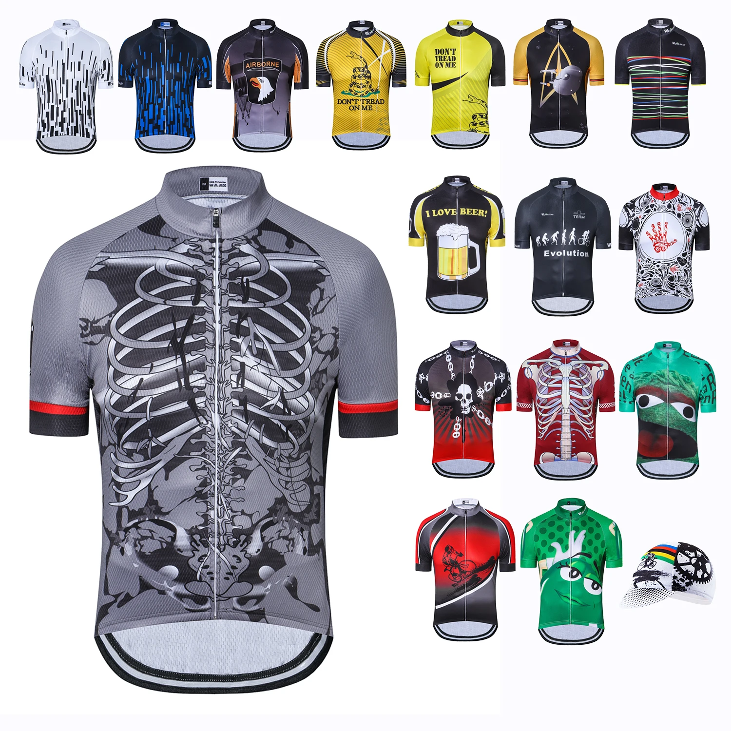 

2021 Mens Bike Jersey Skull short sleeve Cycling Jersey Clothing Ropa ciclismo MTB Bike Shirt Top Riding Maillot Cycle Sportwear