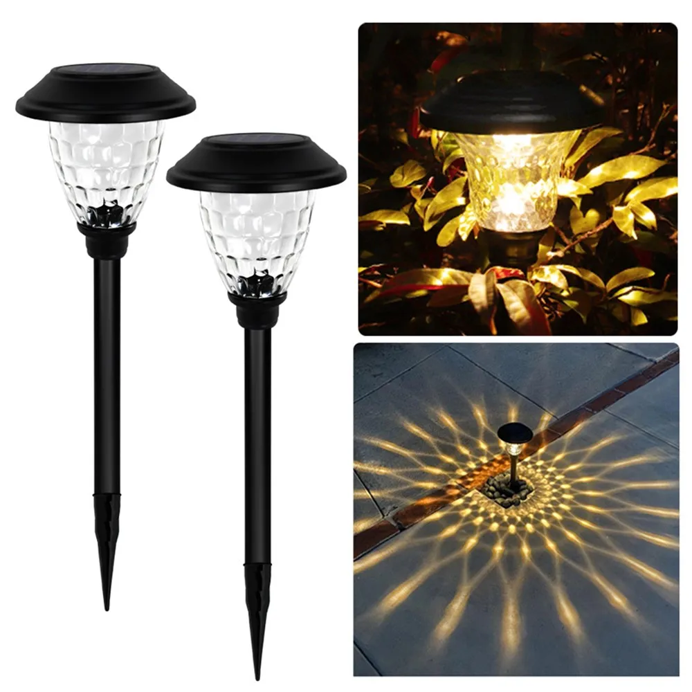 

2pcs Solar Lights Set Glass Lawn Lamp Waterproof Auto on/Off LED Landscape Garden Lantern Pathway Lights for Yard