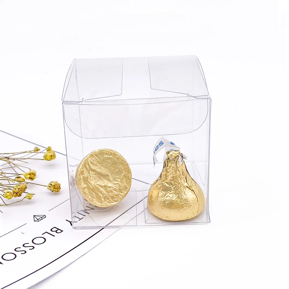 Прозрачная подарочная коробка для конфет 50 шт./лот квадратные коробки из ПВХ