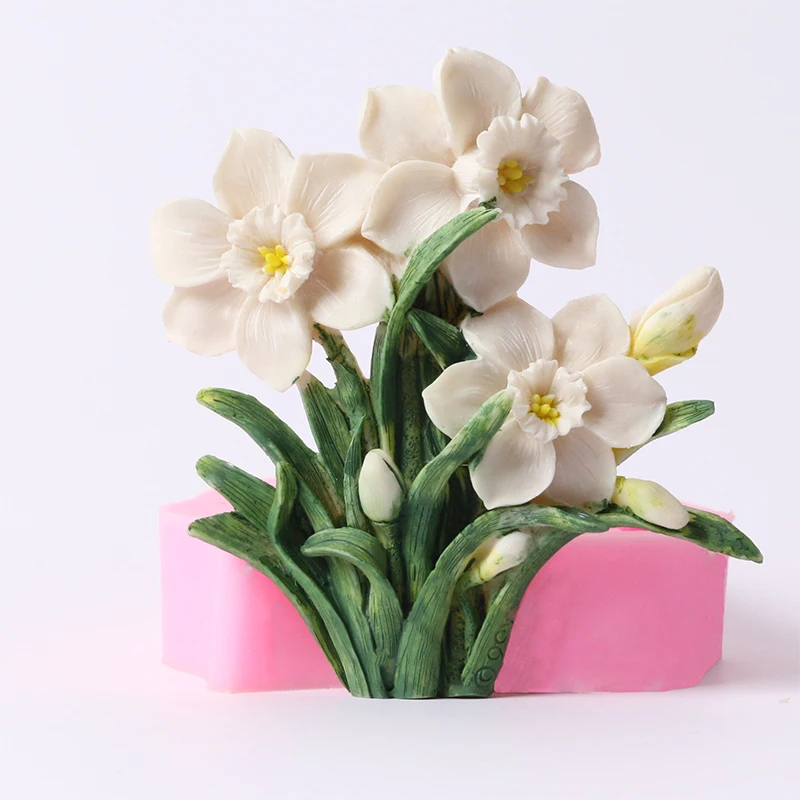 Нарцисса формы Fondant (сахарная) силикагель для мыла 3D DIY многофункциональное
