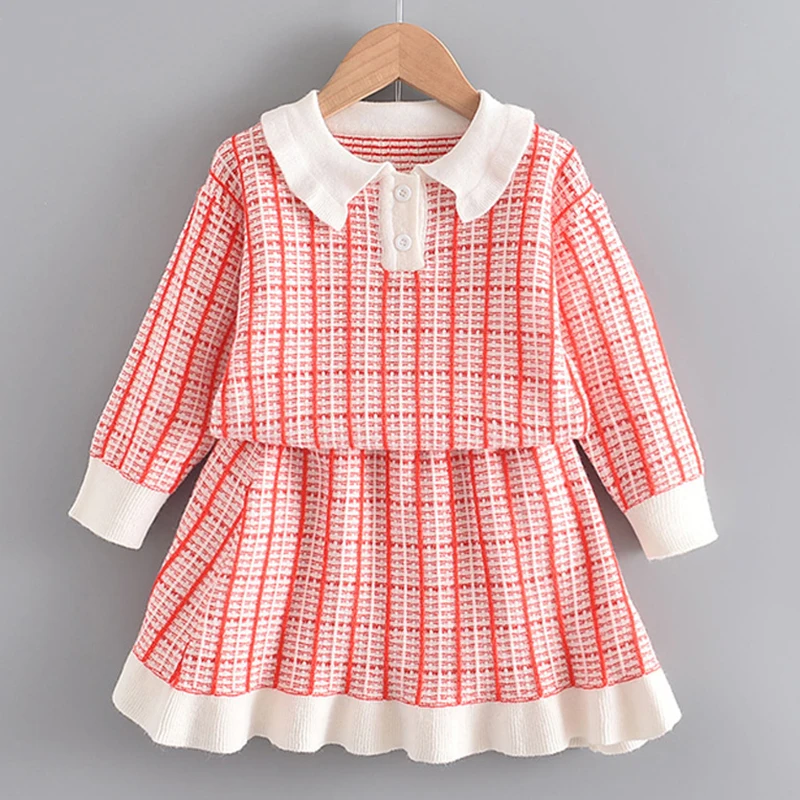 С длинными рукавами для девочек ясельного и дошкольного возраста Вязаный свитер