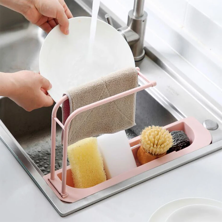 telescopic sink shelf kitchen sinks organizer soap sponge holder sink drain rack storage basket kitchen gadgets accessories free global shipping