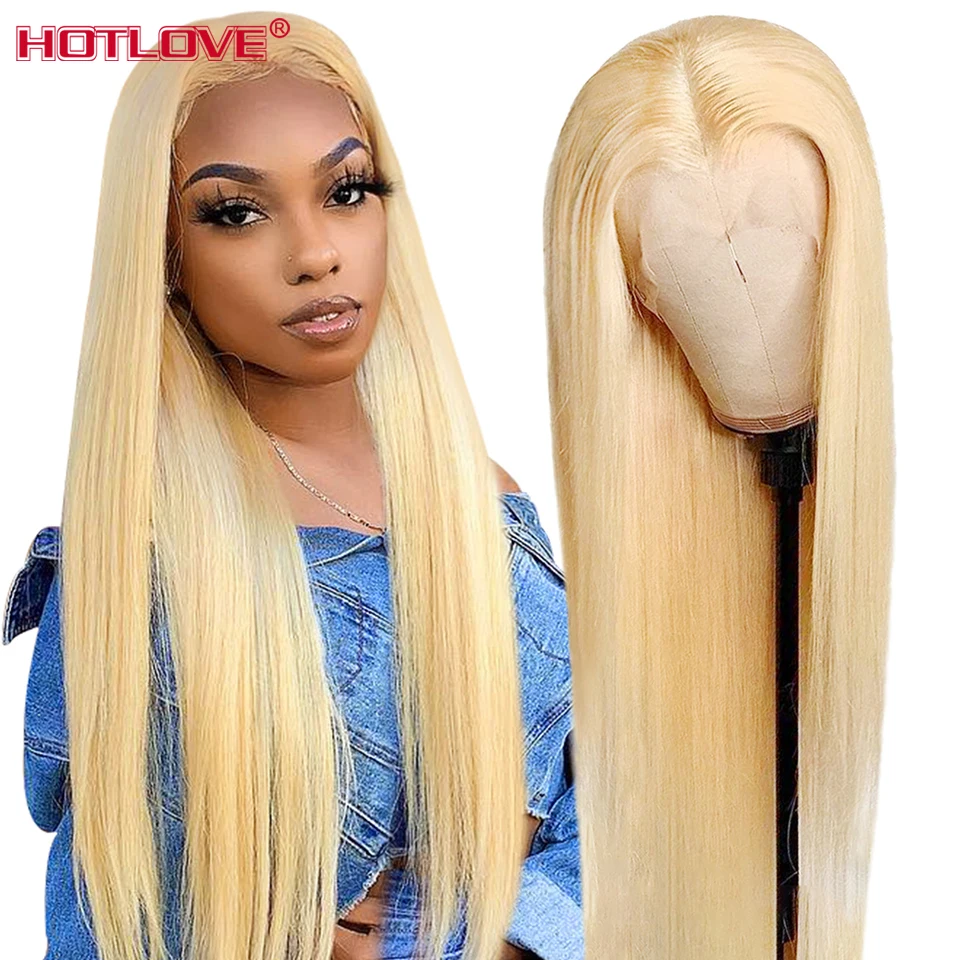 613 Blonde Lace Front Wig Human Hair Wigs For Women 13x4 Brazilian Straight Transparent Lace Frontal Wig 150% Remy Hair Wig