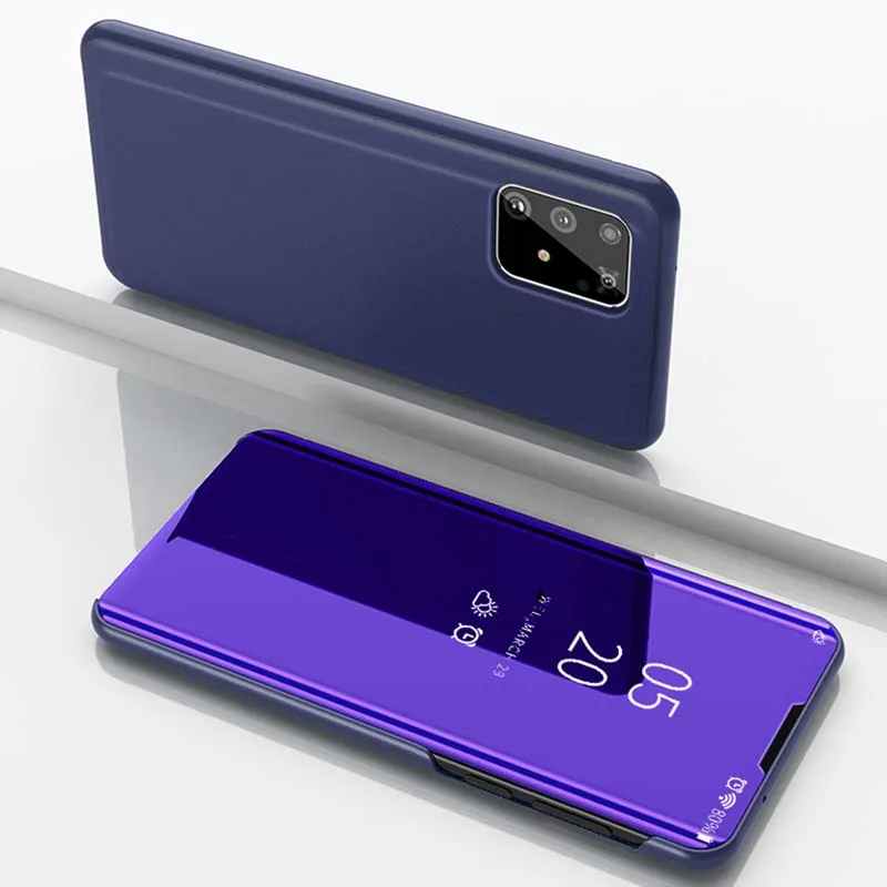 

for Samsung Galaxy M80S 6.7inch Smart Cases Mirror Leather Case Protective Plating Cover Phone Holder Stand Capa Coque Fundas