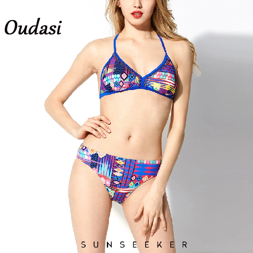 

Пикантный треугольный комплект микро-бикини 2021, купальный костюм с винтажным принтом, женский купальный костюм, купальный костюм с вырезам...