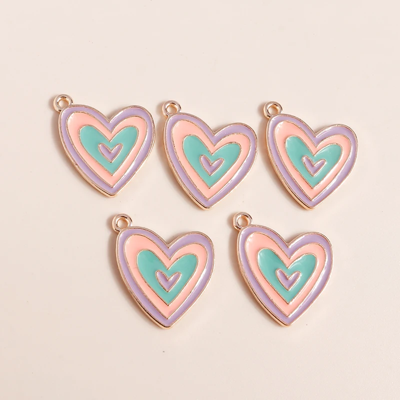 

10pcs 12*25mm Enamel Alloy Rainbow Heart Charms for Jewelry Making Accessories Love Pendants Necklaces Earrings Making Craft diy