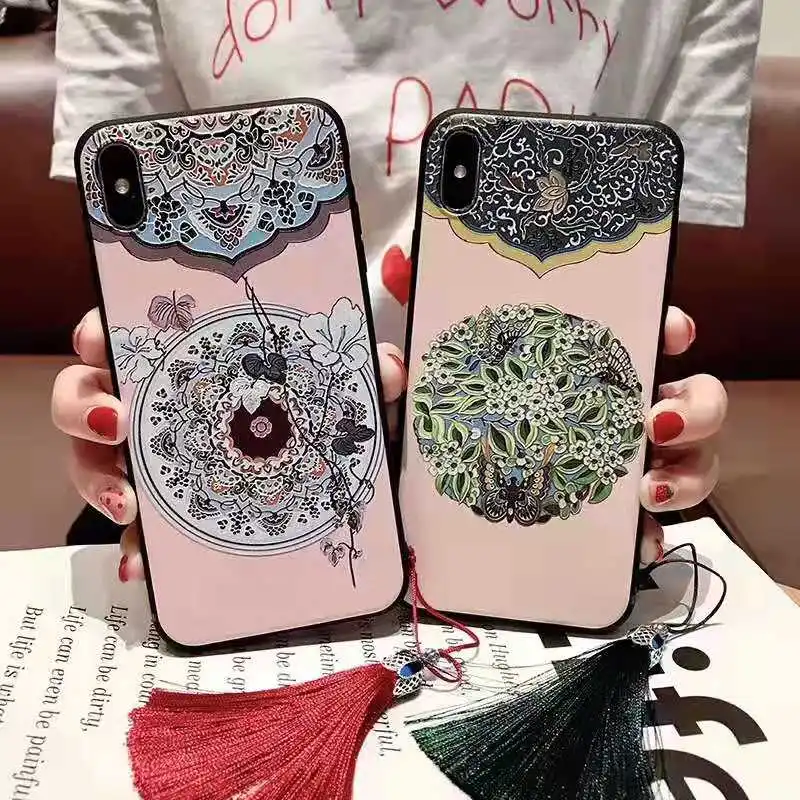 Для iPhone 11 Pro Max чехол для 6 6s 7 8 Plus китайский стиль Женский Матовый Мягкий