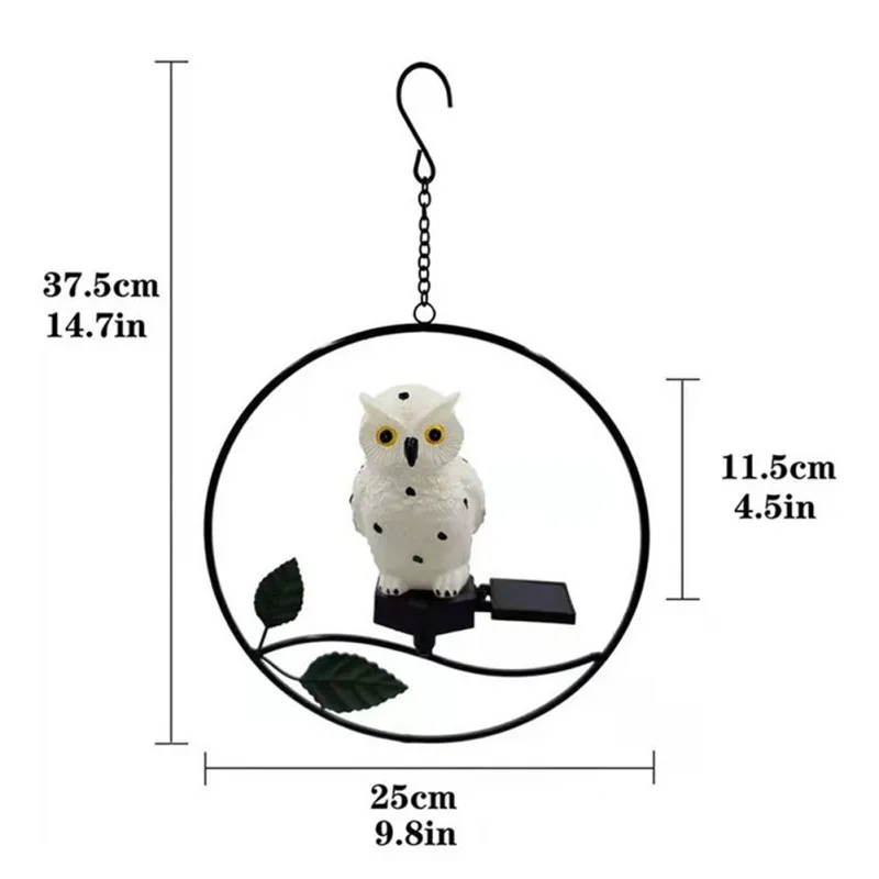 

Resin Owl Solar Energy Porch Lamp Beautiful LED Hanging Landscape Tree Lamp Outdoor Decorative Garden Stake Light