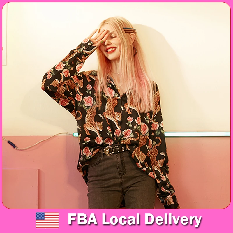 Женская шифоновая рубашка с леопардовым принтом ELFSACK US FBA Повседневная Уличная