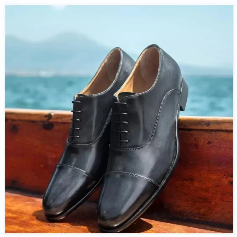 

Trendy Men Fashion Pointed Spring And Autumn Low Heel Lace Up PU Leather Classic Casual Comfortable Formal Oxford Shoes ZZ492