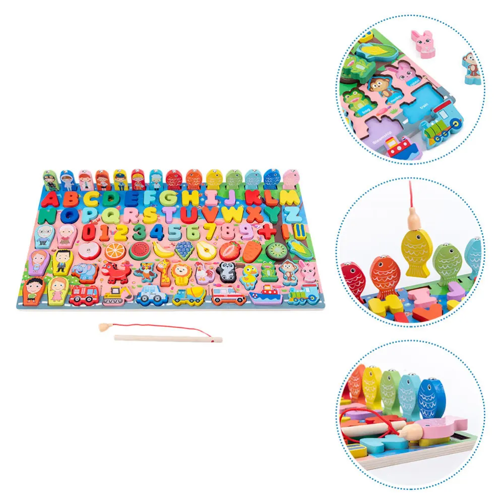 

1 Set Kids Early Education Wooden Magnetic Fishing Bricks Game Plaything
