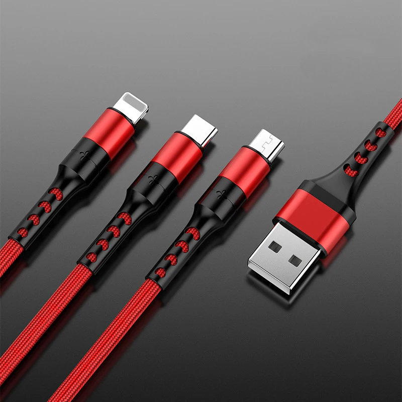 

3 in 1 Fast Charge Cable USB Type C Phone Charger for iPhone 11 12 13 Pro Max Xiaomi