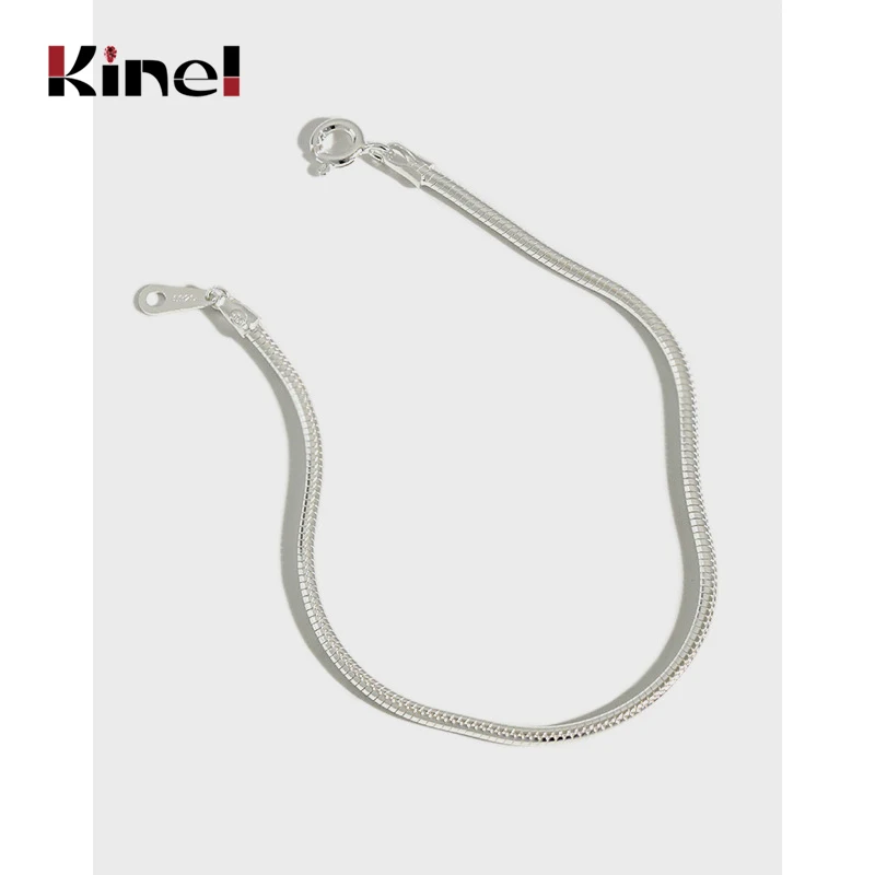 

Kinel Korean Version Authentic 925 Sterling Silver Bracelet INS Minimalist Round Snake Bone Chain Jewelry