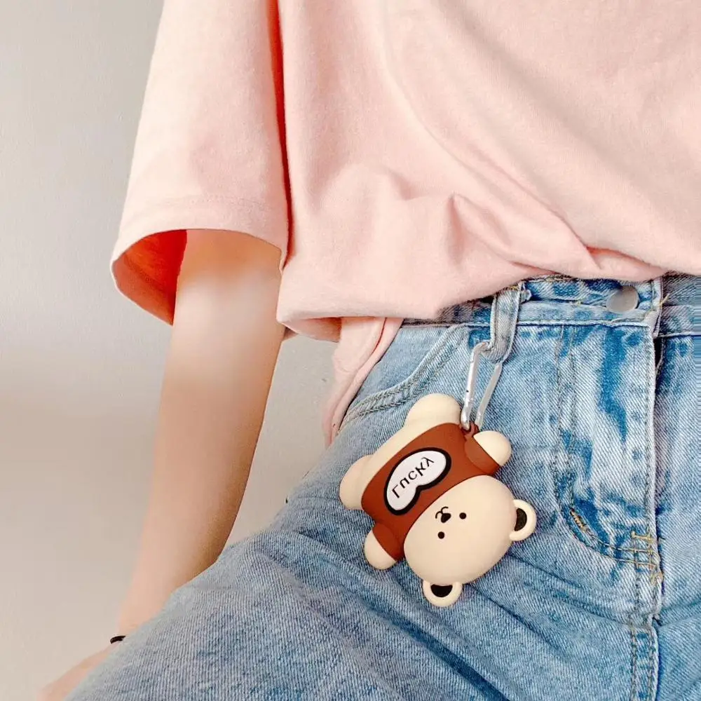

For AirPods 1 2 charging box 3D Cartoon lucky bear earphone case soft silicone Wireless bluetooth headphone protect cover coque