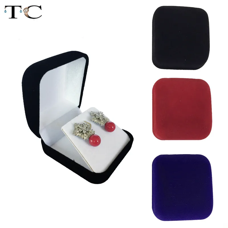 60pcs Wholesale Black Velvet Earrings Box Jewelry Display Storage Foldable Case For Wedding Ring Valentine's Day Gift Organizer
