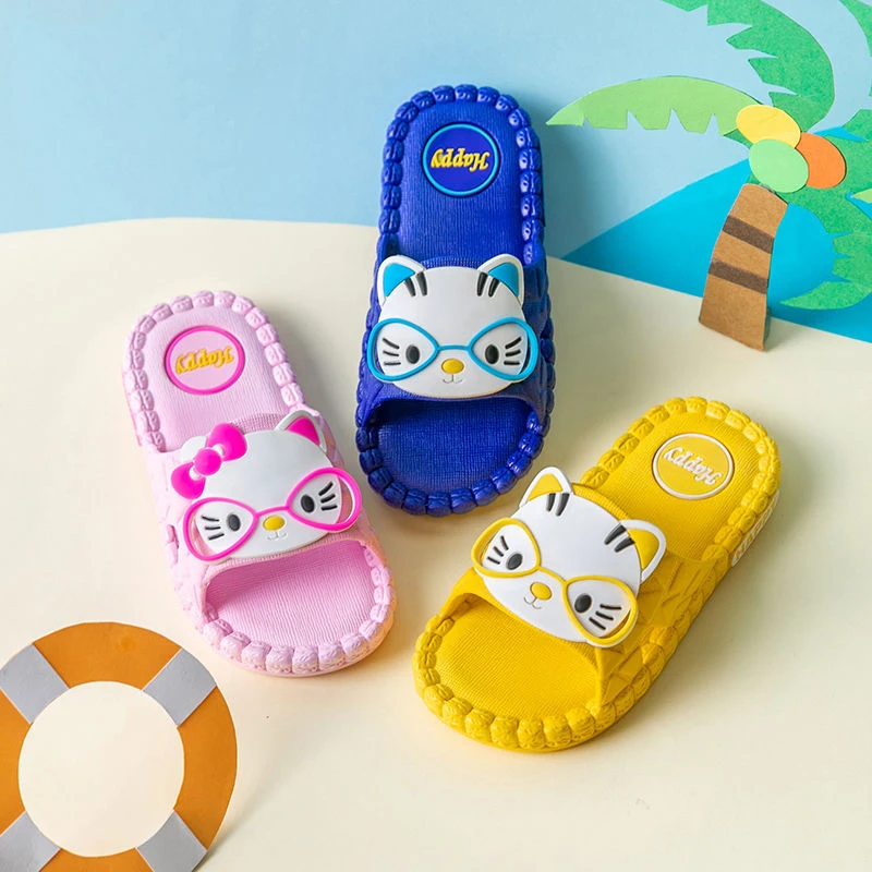 

Summer Slippers children Boys Girls Babys Shoes Cartoon Cat Sandals Beach Slides Indoor Slippers