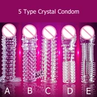 5 стилей кристаллический презерватив многоразовые насадки на пенис расширитель рукав Задержка эякуляции петух кольца интимные товары для мужчин интимные товары