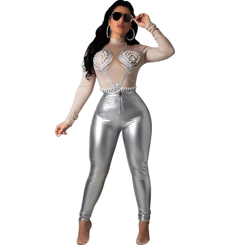 Женские брюки-карандаш из искусственной кожи зимние черные эластичные леггинсы