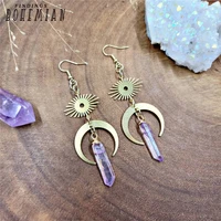 celestial lilac aura quartz earringswitchy crystal eye moon earringsstatement goddess fairy jewelryrainbow crystal earrings