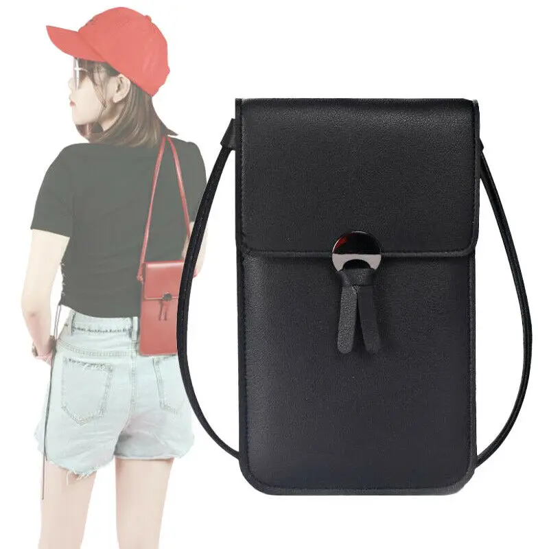 

2021 Women Bag Touch Screen Cell Phone Purse Smartphone Wallet Leather Shoulder Strap Handbag Touchable Mobile Phone Bag