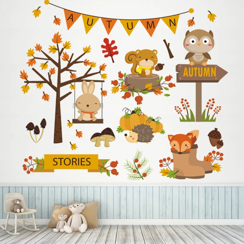 

Cute cartoon squirrel decorative stickers wall stickers living room bedroom children's room decorative wall stickers
