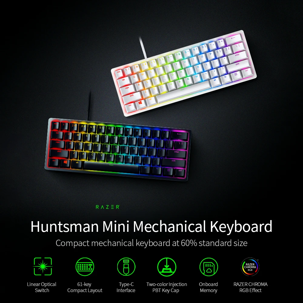Игровая механическая мини клавиатура Razer Huntsman с кличным оптическим/линейным