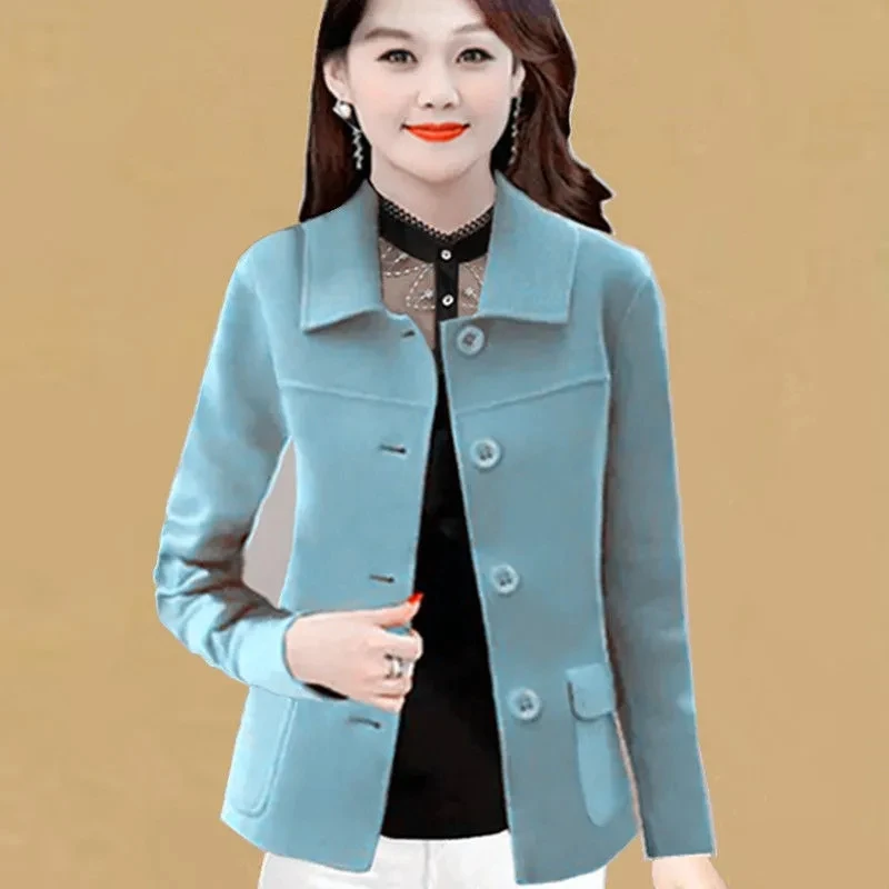 

Solid Color Wool Blends Jacket women spring autumn Korean self cultivation Fashion Women Woolen Coat Ladies Clothes Overcoat